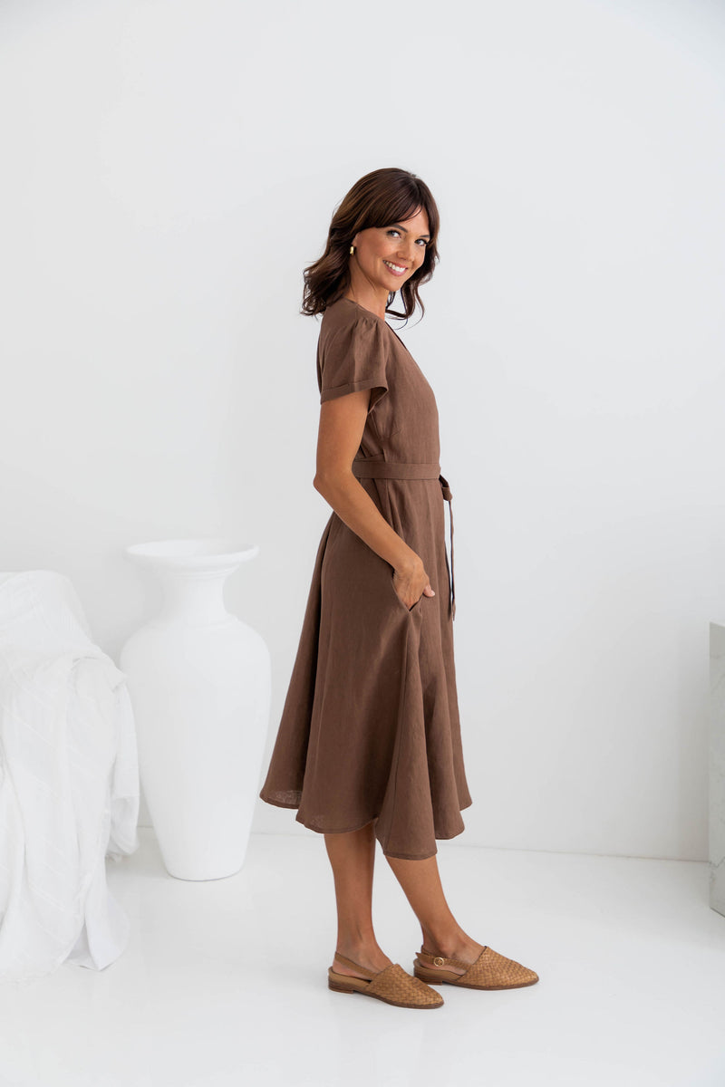 Olivia Linen Wrap Dress