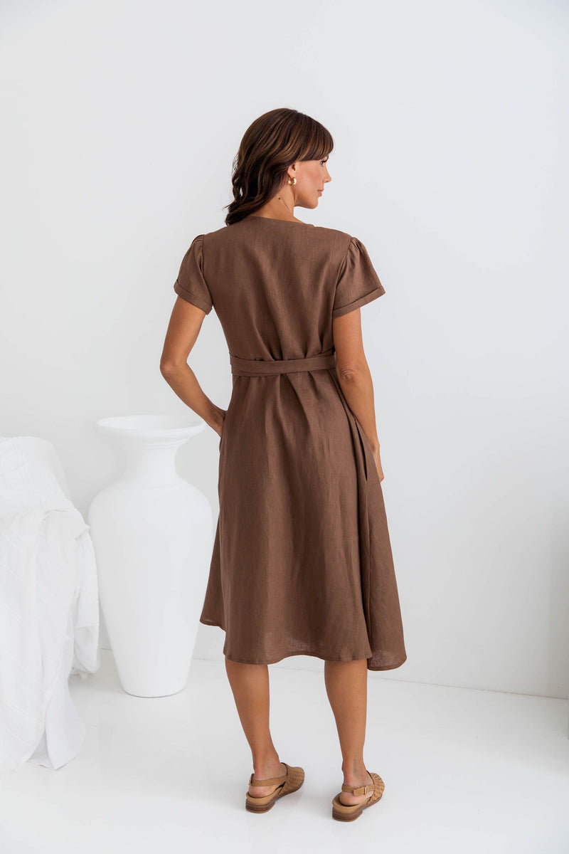 Olivia Linen Wrap Dress