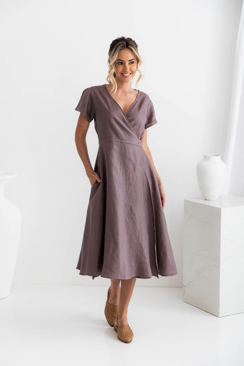 Olivia Linen Wrap Dress