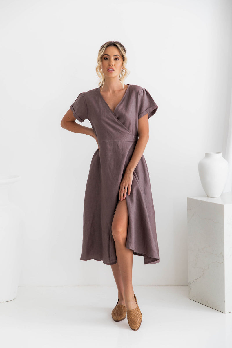 Olivia Linen Wrap Dress