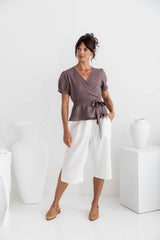 Mia Linen Wrap Top