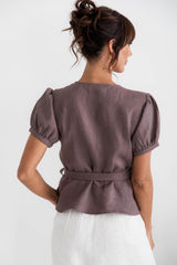 Mia Linen Wrap Top